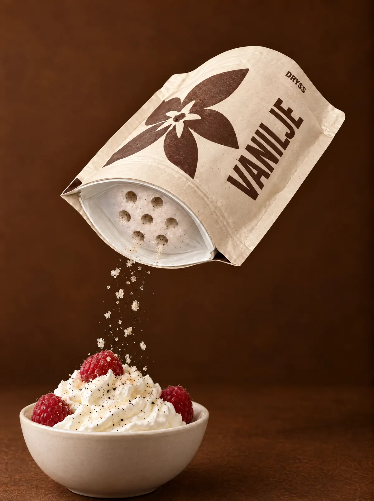 DRYSS VANILJE-pose som drysser over bakst eller dessert